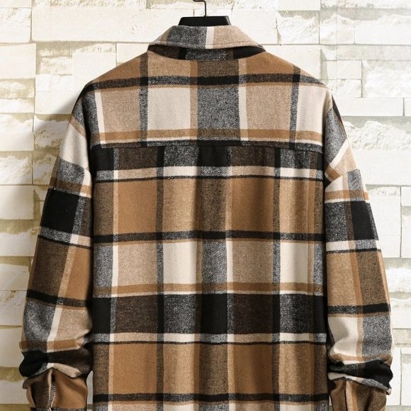 Brown And White Mens Overcoat - Picture 3 of 6